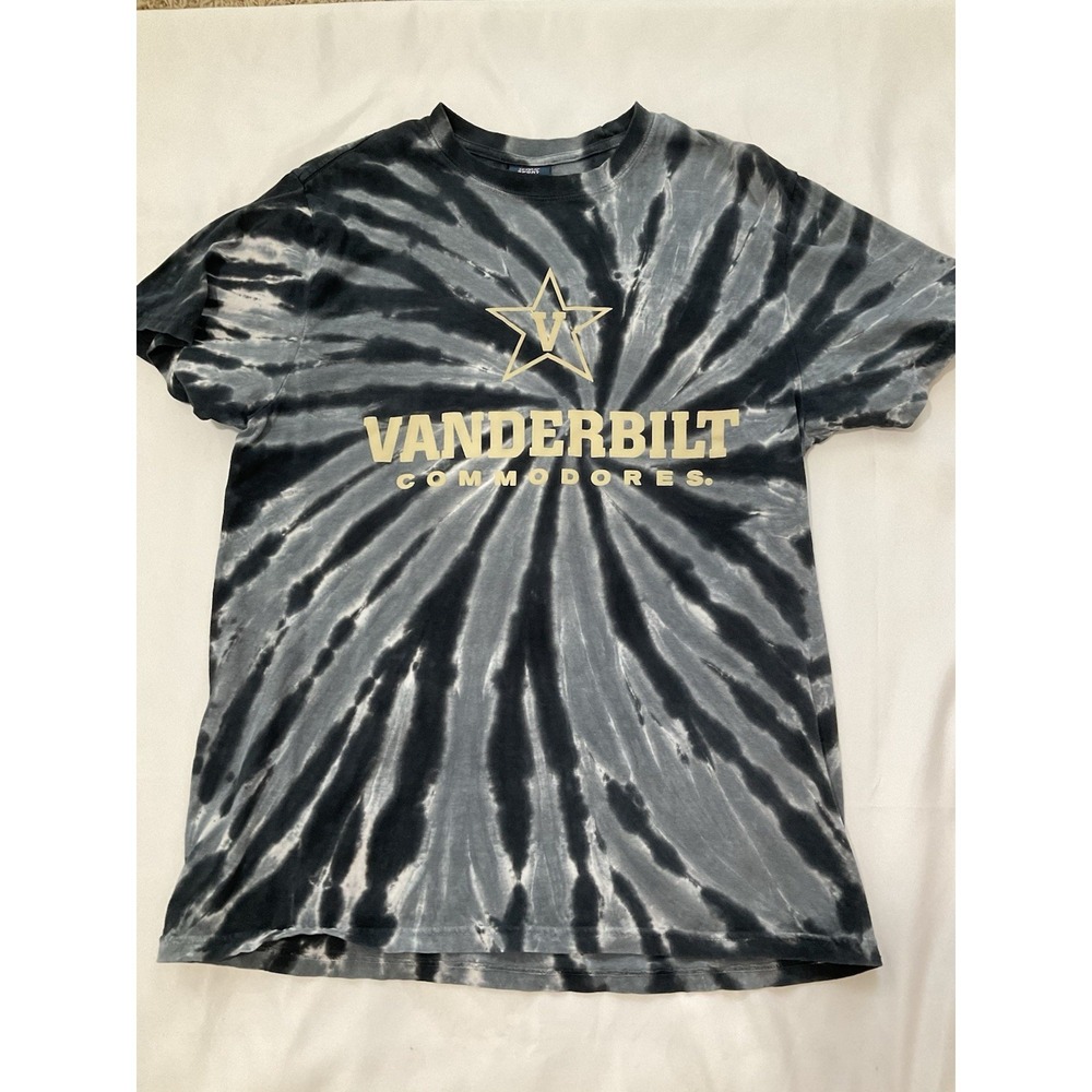 VANDERBILT COMMODORES Size M Unisex Tie Dyed Black And Gray College Tshirt 34